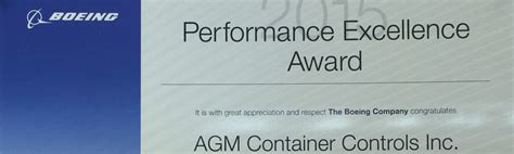 Boeing Performance Excellence Award Agm Container Controls