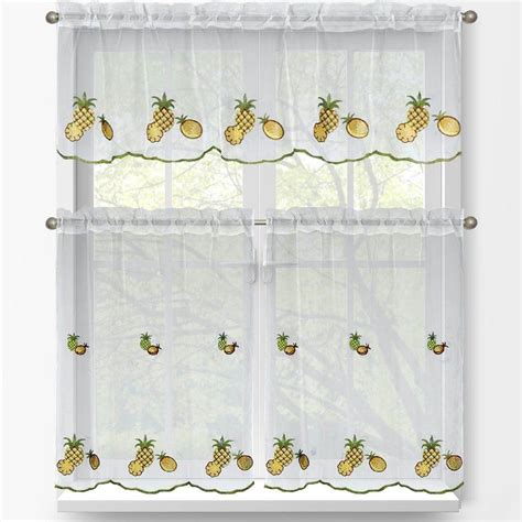 Window Elements Pineapple Embroidered 3-Piece Kitchen ...