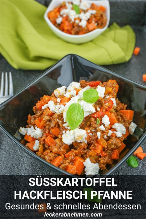 Dieses Hackfleisch Rezept mit Süßkartoffel und Feta Käse ist ein gesundes und schnelles Gericht