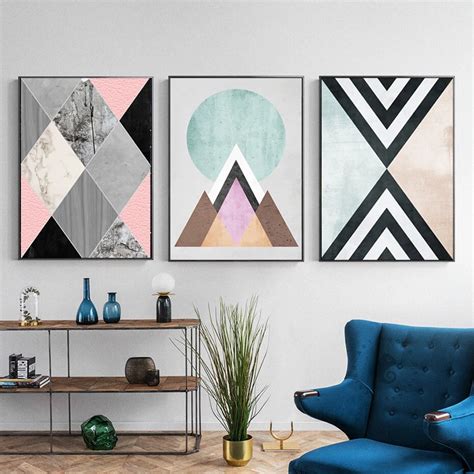 Colorful Modern Abstract Geometric Nordic Wall Art Fine Art Canvas