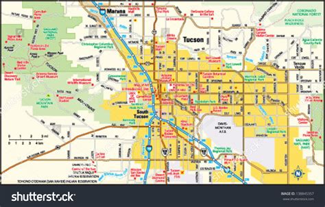 Tucson Arizona Area Map Stock Vector Illustration 138845357 Shutterstock