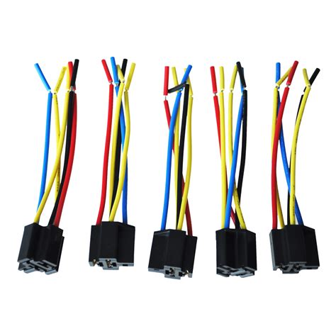 5 Pcs 5 Pin Wires Cable Relay Socket Harness Connector Dc 12v For Car