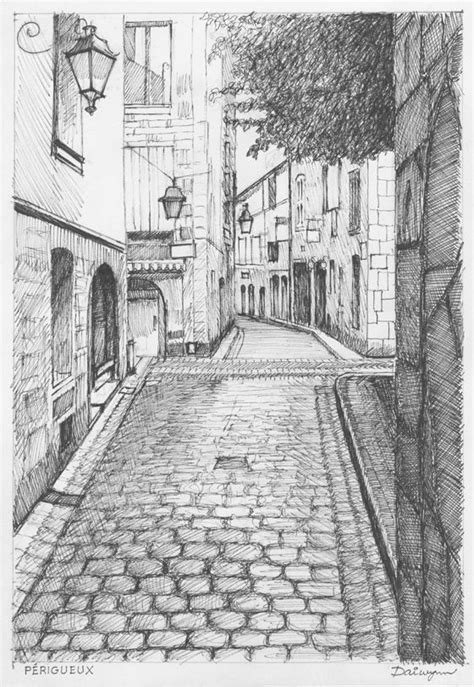 Narrow Street In Périgueux France Perspective Drawing Architecture