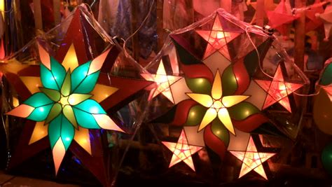 Filipino Parol Christmas Star Lanterns Sale Stock Footage Video 100