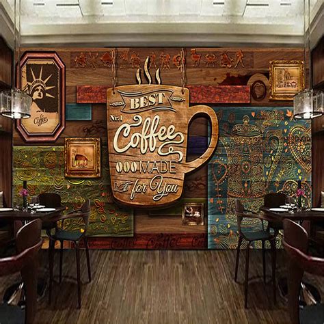Custom 3d Hand Drawn Premium Vintage Cafe Wall Covering Etsy