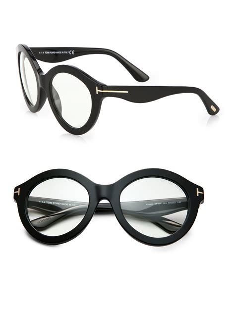 Tom Ford Exaggerated 55mm Round Optical Glasses In Black Lyst