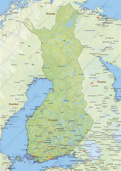 Physical Features Map Of Finland