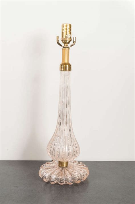 Subtle bubbles and striations provide beautiful evidence of this table lamp's handcraftsmanship. Pair, Vintage Seguso Bubble Glass Lamps at 1stdibs
