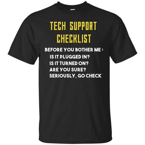 Funny Tech Support Checklist T Shirt Ts Tee For 5983 Kitilan