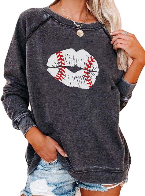 Lip Baseball Shirts For Women Long Sleeve Valentines Day T Shirt