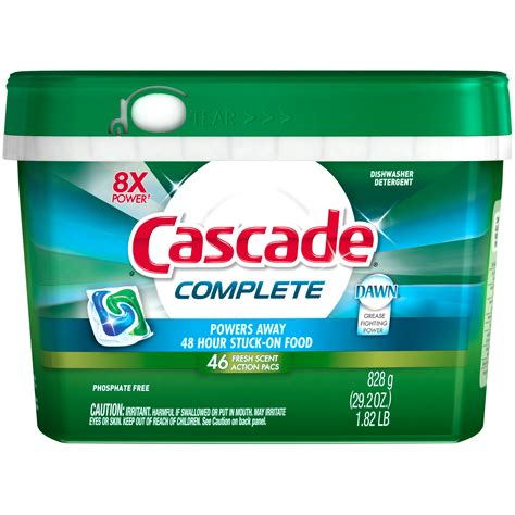 They also have a product called cascade rinse aid especially designed to remove spots if you have hard water. Cascade Complete ActionPacs Dishwasher Detergent Fresh ...