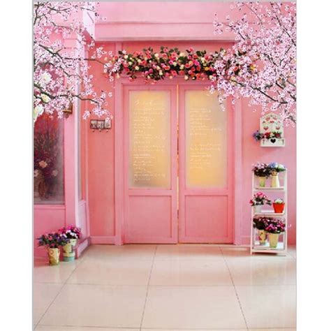 Pink Flowers Indoor Photo Booth Backdrops For Girls Wedding Photography