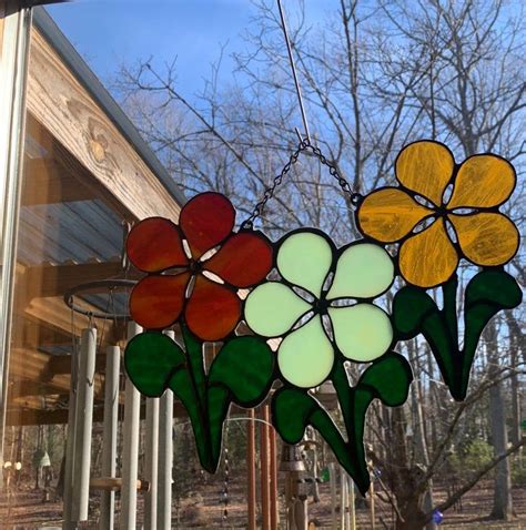 Stained Glass Wildflowers • Suncatcher • Window Hanging • Wall Art • Boho • Home Decor • T In