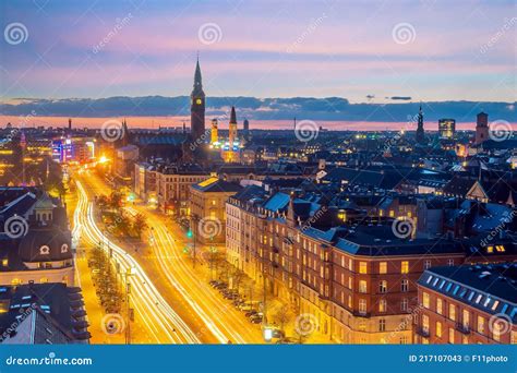 Cityscape Of Downtown Copenhagen City Skyline In Denmark Stock Image