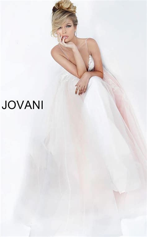 Jovani 1310 Off White Blush Long Tulle Prom Ballgown
