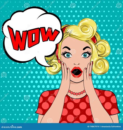 Surprised Blond Woman Face Pop Art Style Vector Banner 109261136