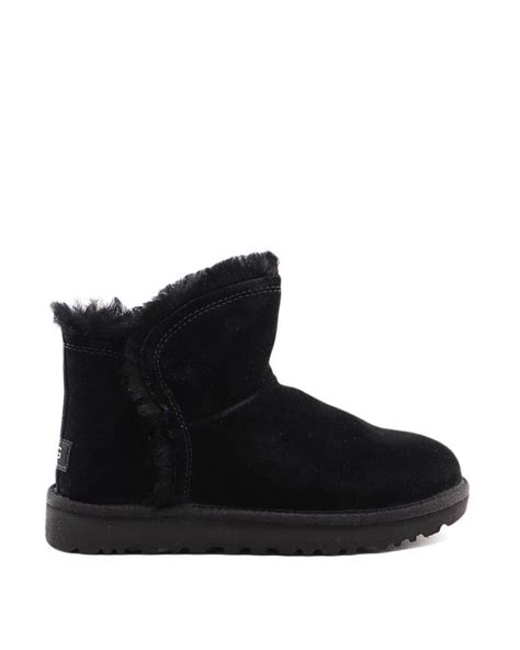 Ugg Suede Classic Mini Fluff High Low Ankle Boots In Black Lyst