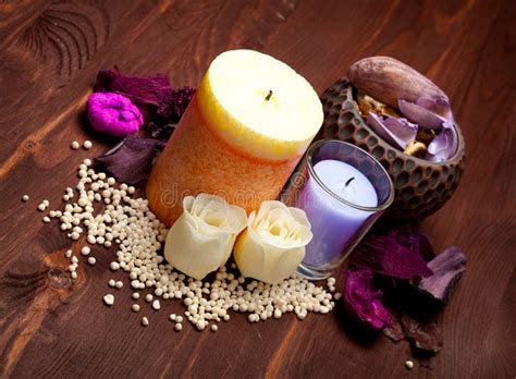 Aromatherapy Bath Salt And Candles Stock Image Image Of Organic Natural 16562887