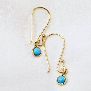 SALE Gorgeous 18K Solid Yellow Gold Sleeping Beauty Turquoise Earrings