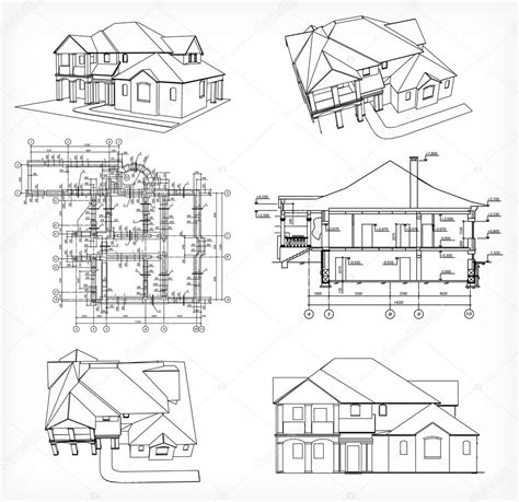 Set Houses And Blueprint Vector — Stock Vector © Emaria 13119451