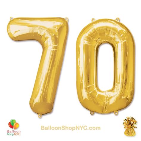 70 Birthday Jumbo Number Foil Balloons Set Gold 40 Inch Balloon Shop Nyc