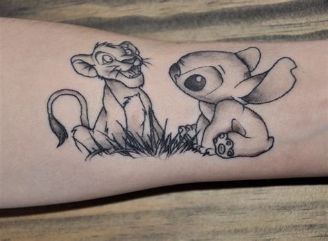 Stitch And Simba Tattoo My First Ever Tattoo Experience Done By Damian