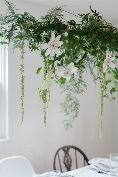 Diy Hanging Centerpiece With Greens And Spring Flowers A Daily
