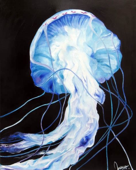 Jellyfish Oil Painting Jellyfish Art Oil On Canvas Vivid Etsy Italia