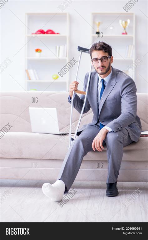 Businessman Crutches Image And Photo Free Trial Bigstock