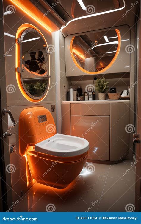 Futuristic Toilet Design Rounded Shapes And Glossy Surface Ai