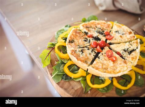 Quiche And Salad On Table Stock Photo Alamy
