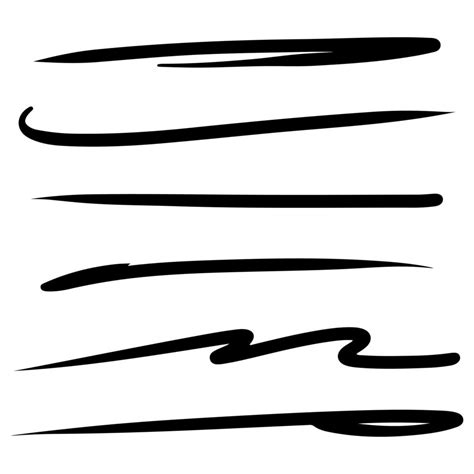 Set Of Hand Drawn Underline Highlighter Marker Strokes Swoops Waves