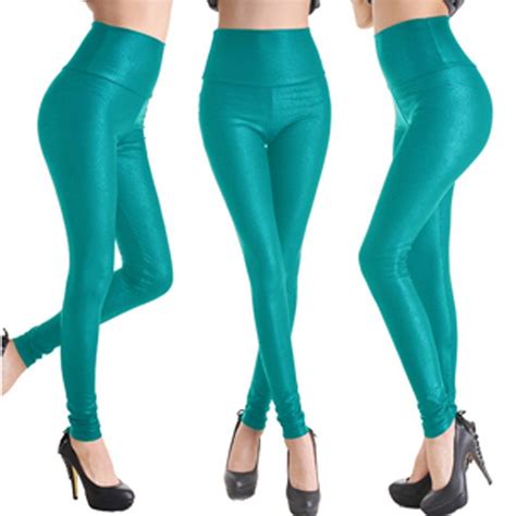 Leggings Turquoise Si Joly Black Faux Leather Leggings High Waisted Faux Leather Leggings