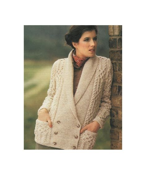 womens aran jacket knitting pattern pdf ladies 32 34 36 38 etsy uk