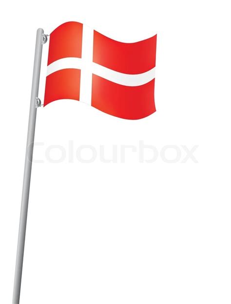Dansk Flag På En Flagstang Vektor Stock Vektor Colourbox