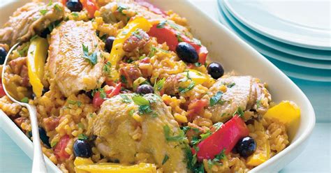 Cook the rice and chicken in the stock. Spanish chicken and rice