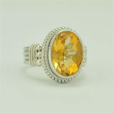 Sterling Silver Citrine Large Oval Ring Oval Rings Citrine Engagement