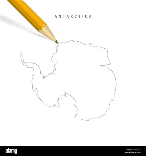 Antarctica Freehand Pencil Sketch Outline Map Isolated On White