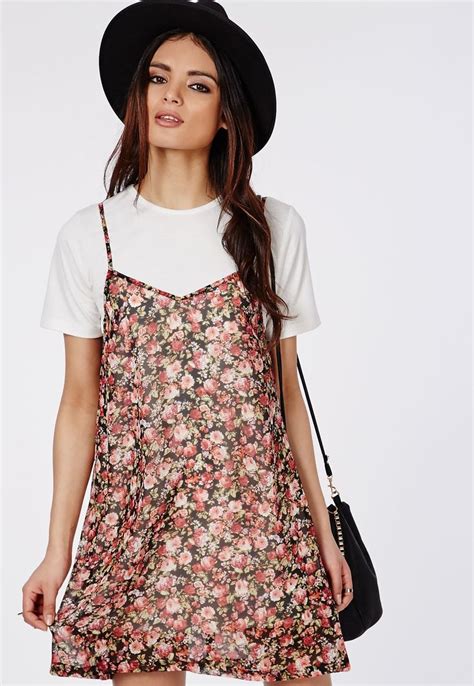 Missguided 2 Piece Swing Dress And T Shirt Underlay Dress Floral