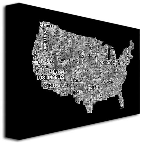 Trademark Fine Art Maps Framed 30 In H X 47 In W Maps Print On Canvas