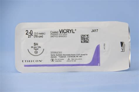Ethicon Suture J417h 2 0 Vicryl Undyed 27 Sh Taper Esutures