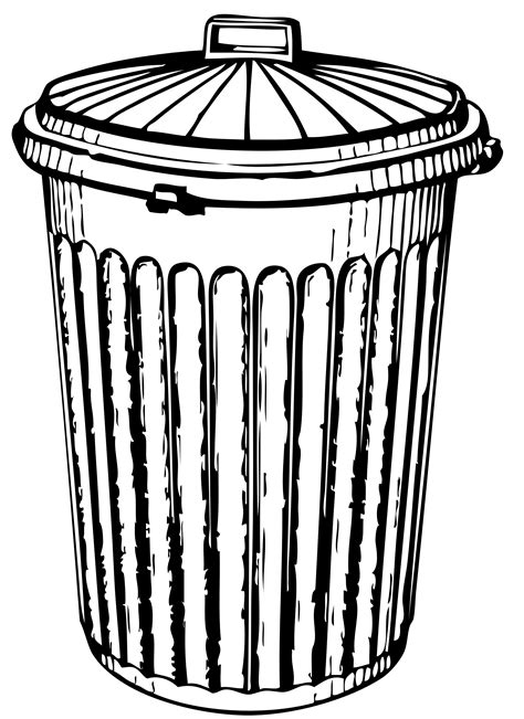 trash can black white line art coloring book clipart best clipart best