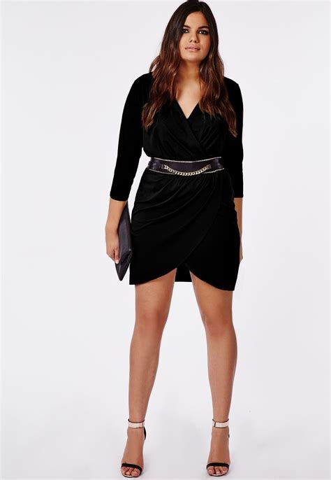 Missguided Plus Size Wrap Dress Black Black Wrap Dress Plus Size