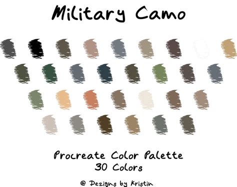 Military Camo Color Palette Procreate Swatches Color Etsy