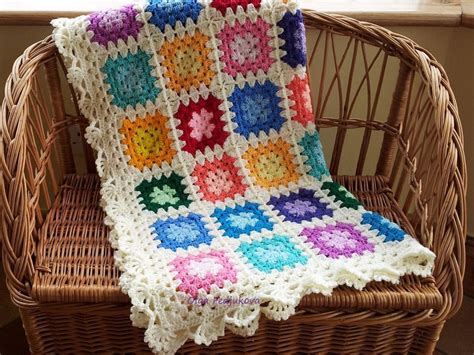 Colourful Crochet Granny Square Baby Blanket