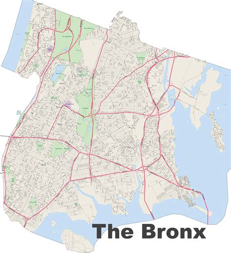 New york city neighborhoods and main attractions map. Bronx street map