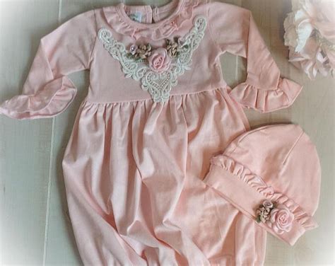newborn girl take home outfit ivory layette gown cap with etsy layette gown newborn gown