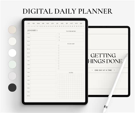 Digital Daily Planner Portrait Digital Planner Ipad 365 Day Etsy