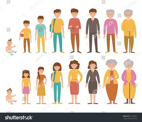 Different Ages Man Generations Vector Isolated Stock Vector Royalty