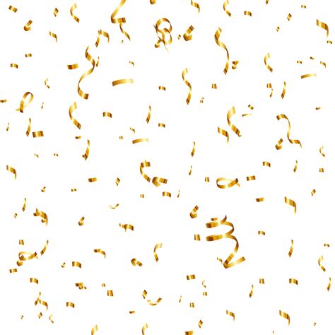 Golden Confetti Celebration Party Isolated On Transparent Background